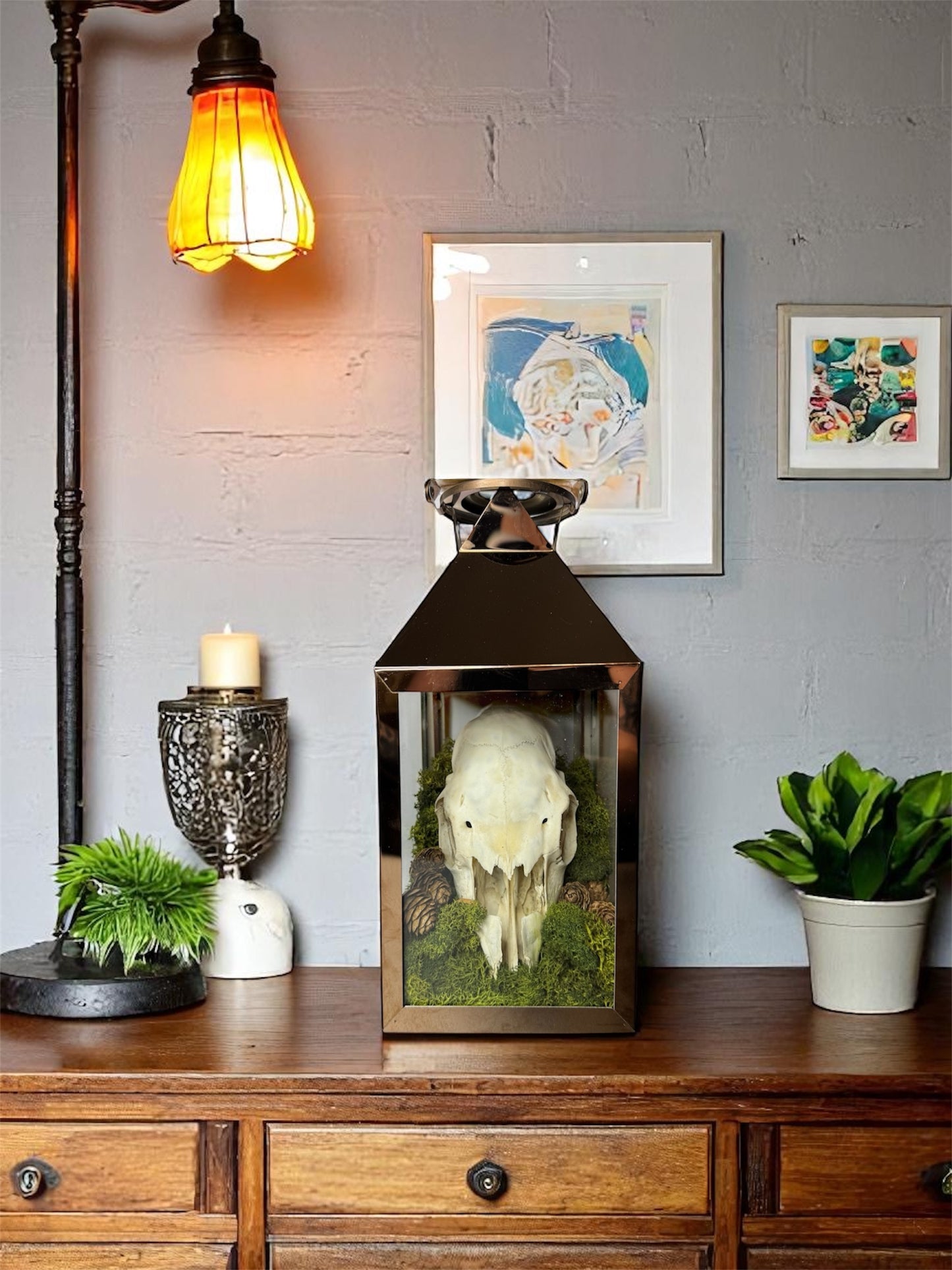Copper Sheep Skull Lantern