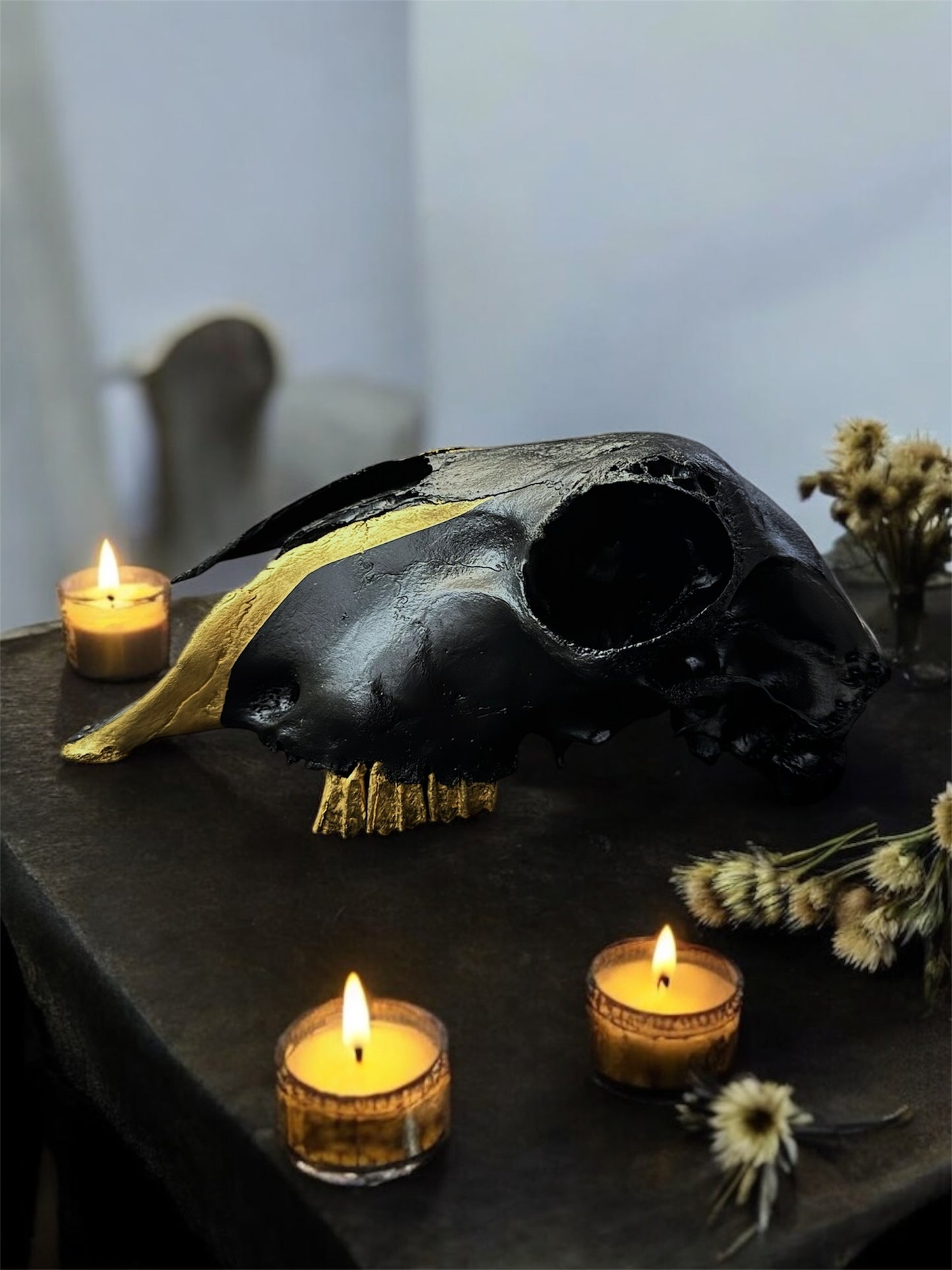 Black & Gold Sheep Skull