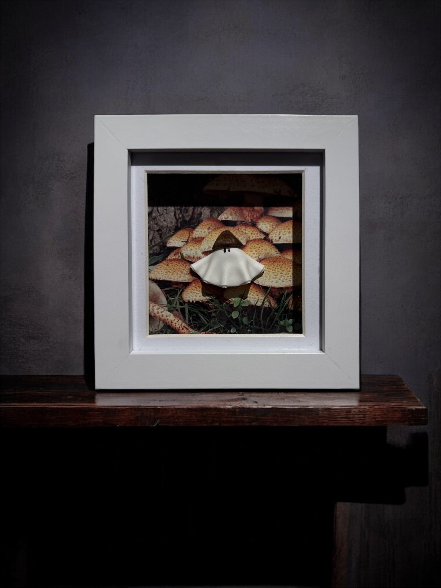 Mushroom Hat Ghost Box (White or Black Frame)
