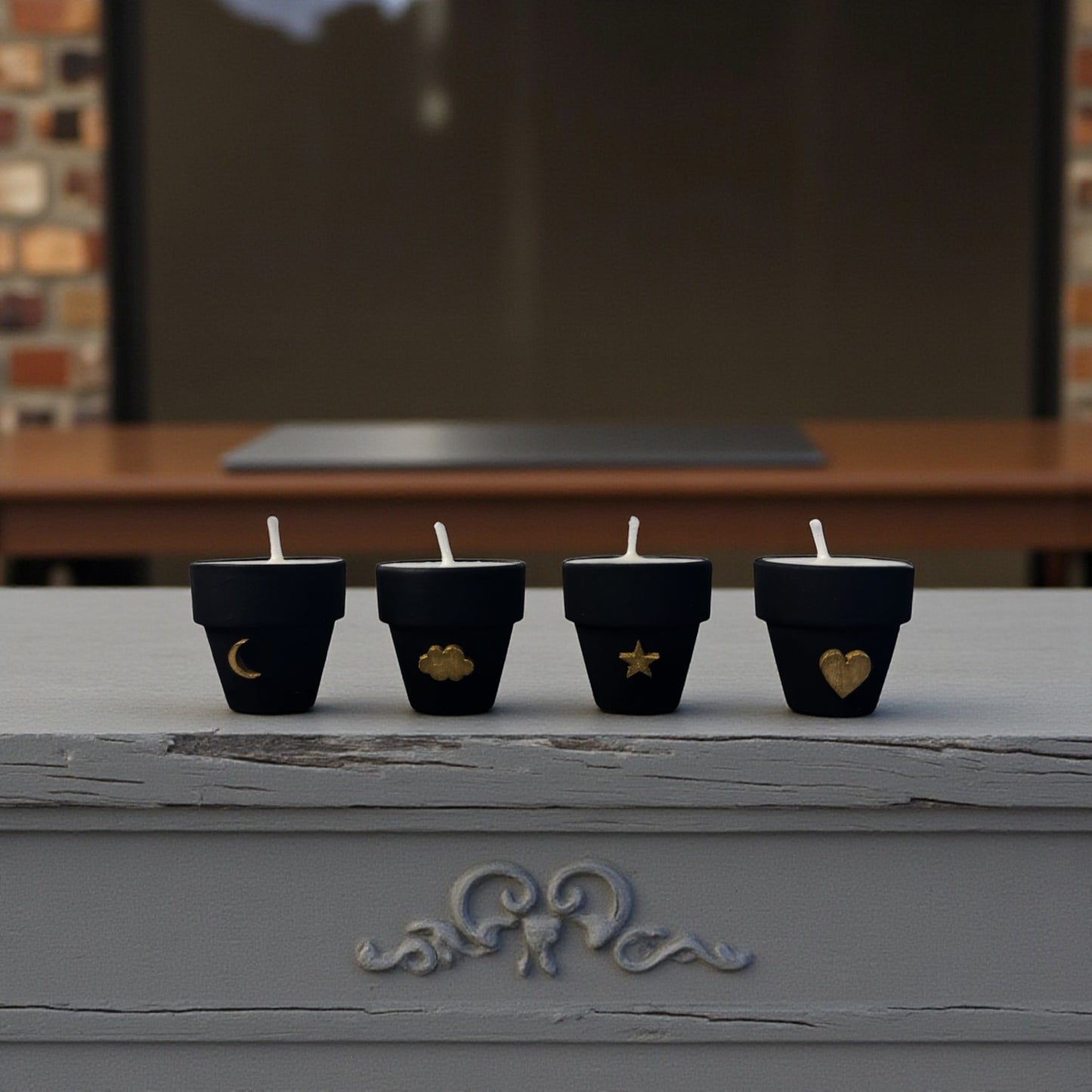 Black & Gold Micro Pot Candle Set