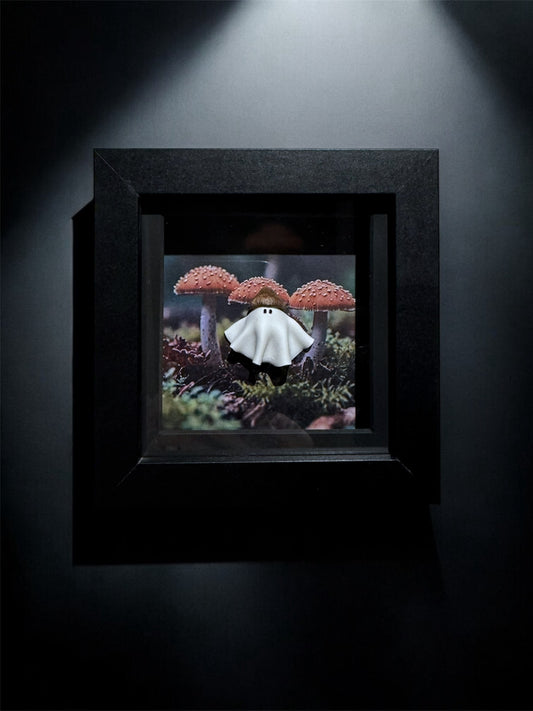 Mushroom Hat Ghost Box (White or Black Frame)