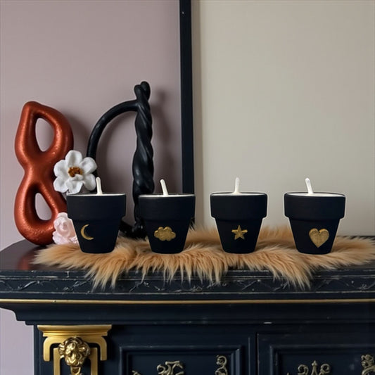 Black & Gold Micro Pot Candle Set