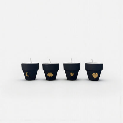 Black & Gold Micro Pot Candle Set